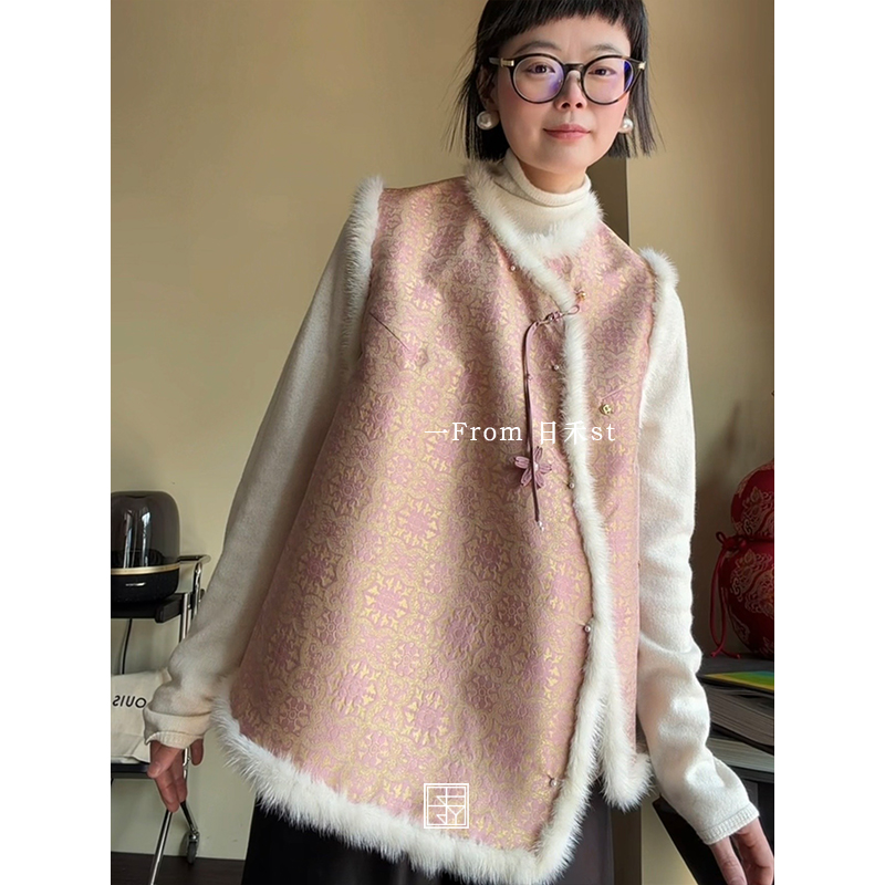 【年服 柔雅与奢华】 吉祥顺遂 织金宋锦纳纱锦桑蚕丝填充马甲X5488