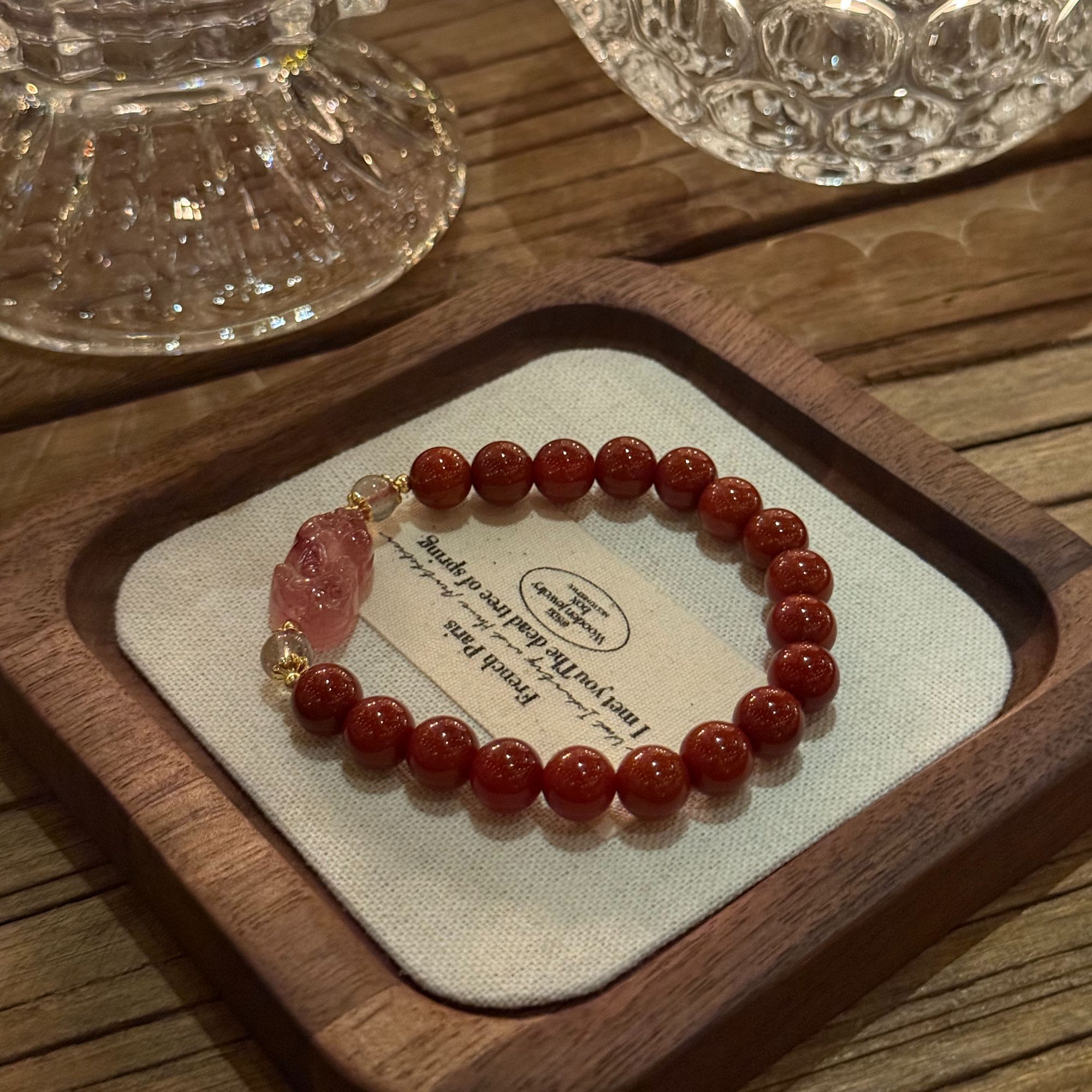 【招财纳福】南红玛瑙草莓晶貔貅新中式国风设计手串