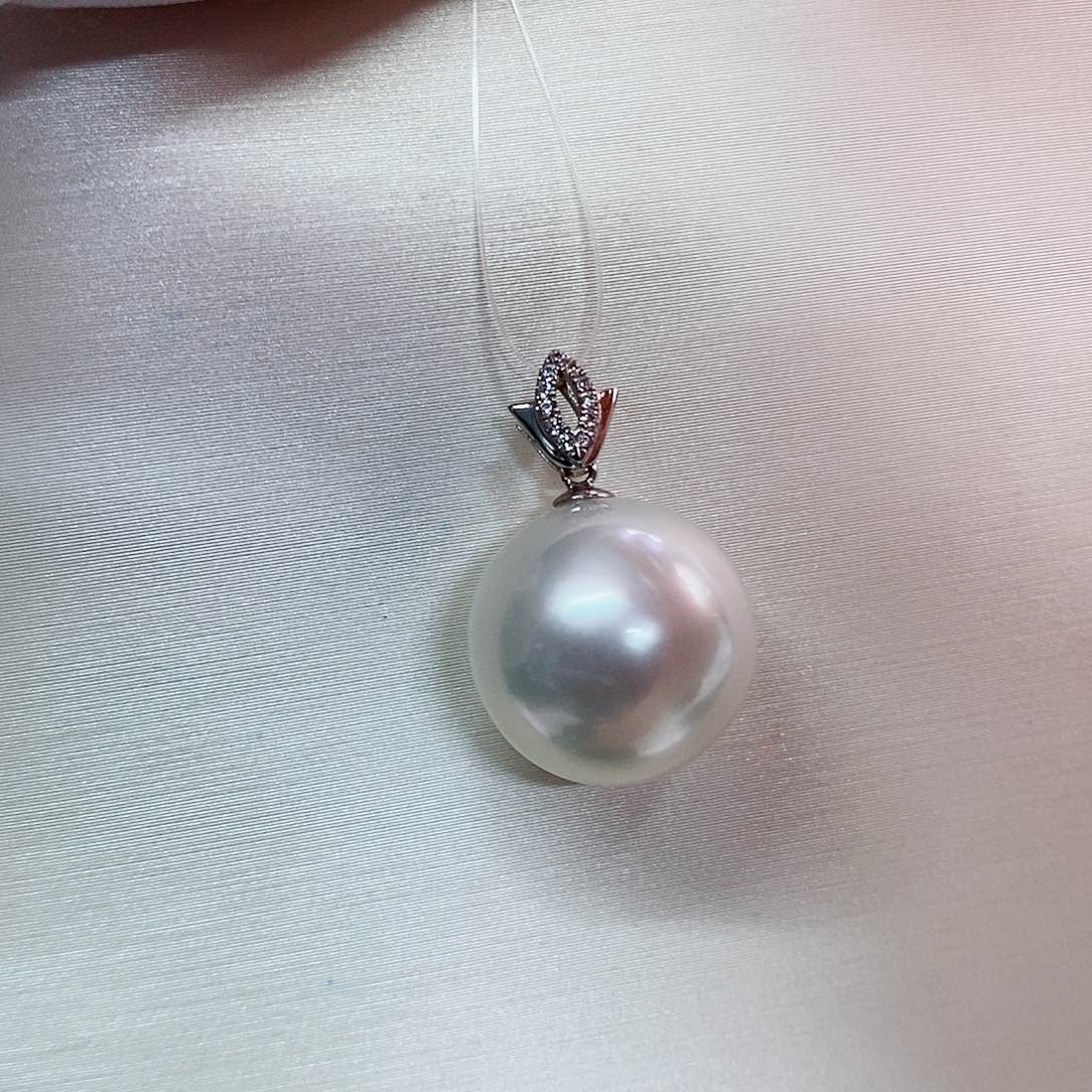 吊坠(不含链)18K金镶嵌海水珍珠13-14