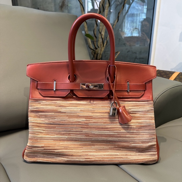 95新 Hermes/爱马仕 中古birkin35 羊切皮 附锁钥匙皮牌 手提包