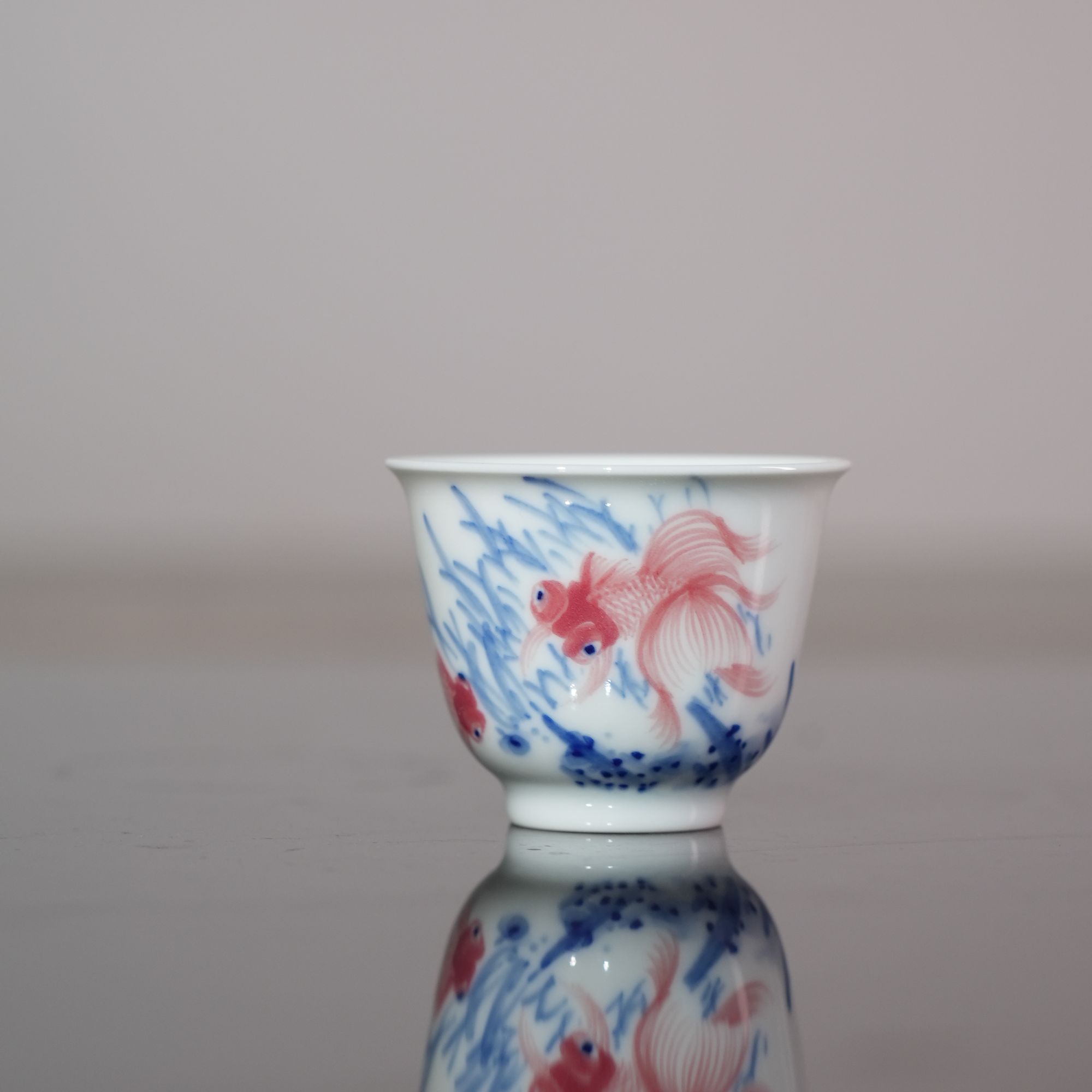 一儒堂青花金鱼小铃铛杯yrt001