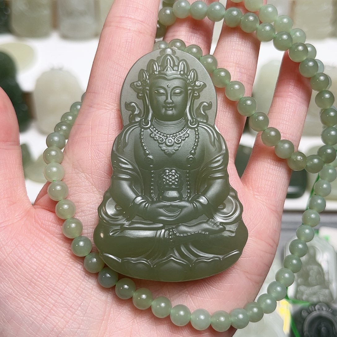 和田玉未镶嵌颈饰安*