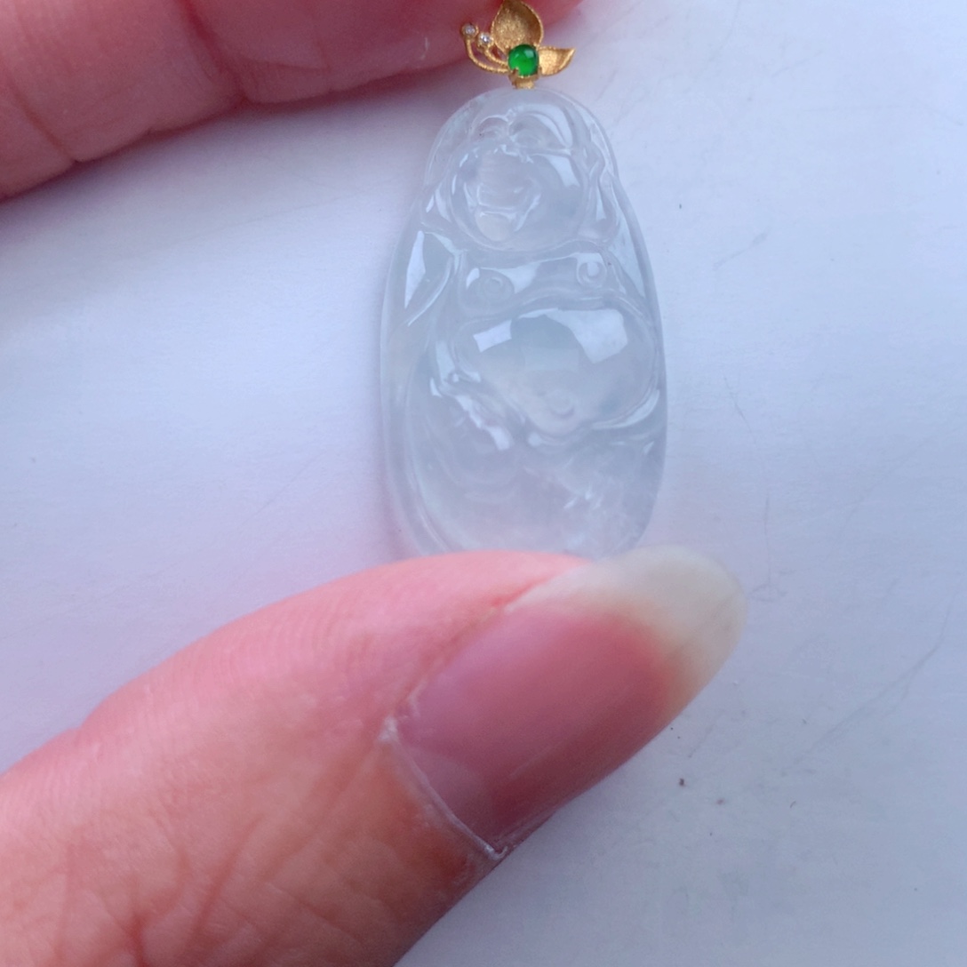 翡翠吊坠(不含链)18K金镶嵌