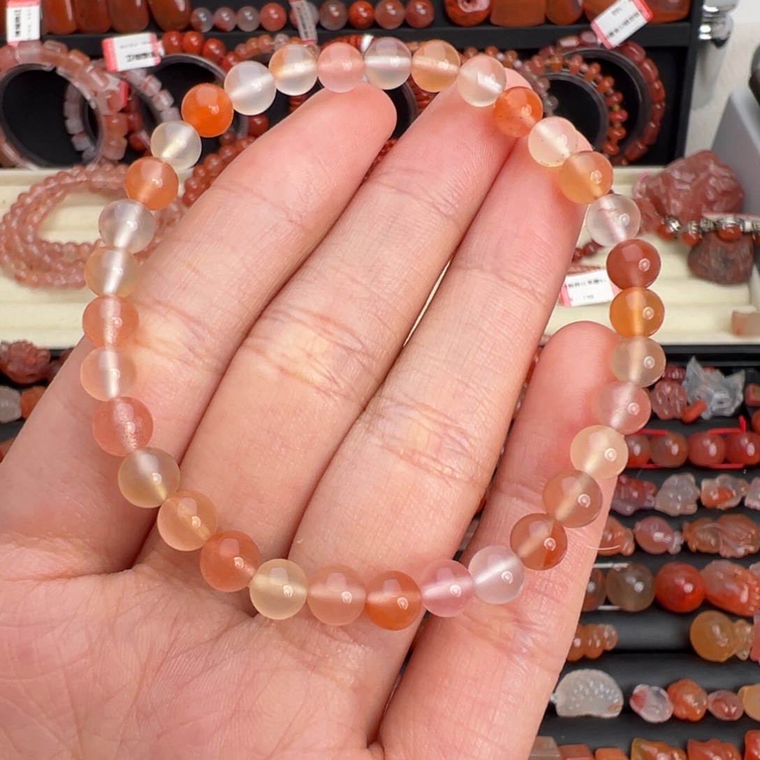 南红玛瑙未镶嵌颈饰糖果色单圈卡5+