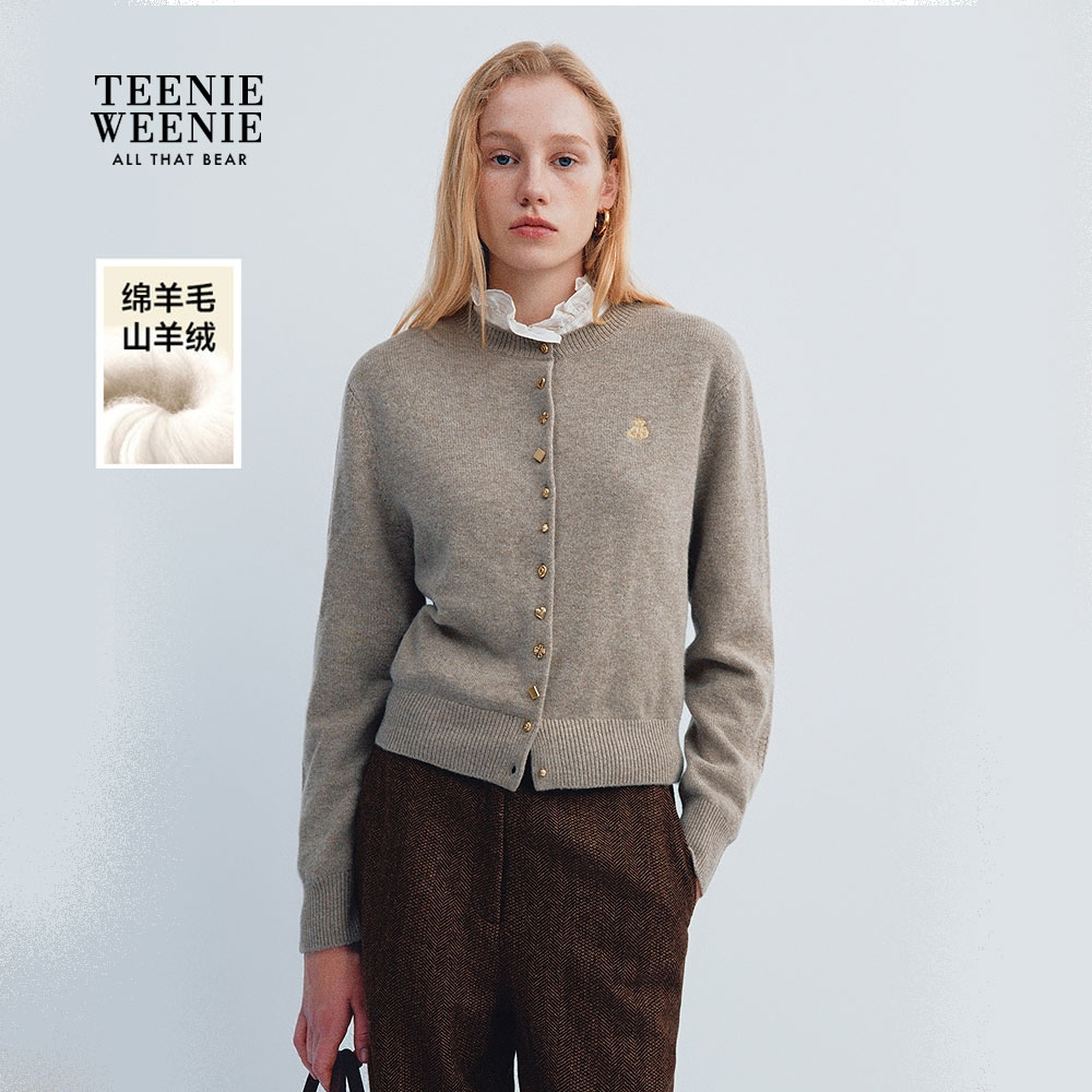 *【羊毛+羊绒】TeenieWeenie小熊女针织25冬新圆领毛衣TTCK254VW9A