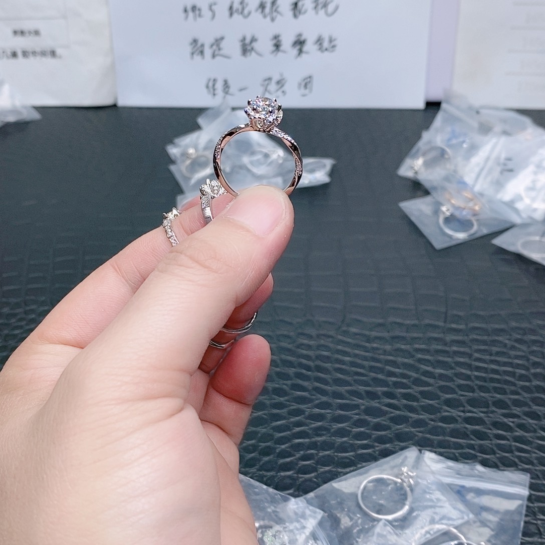 合成碳硅石925银虞美人1克拉20码