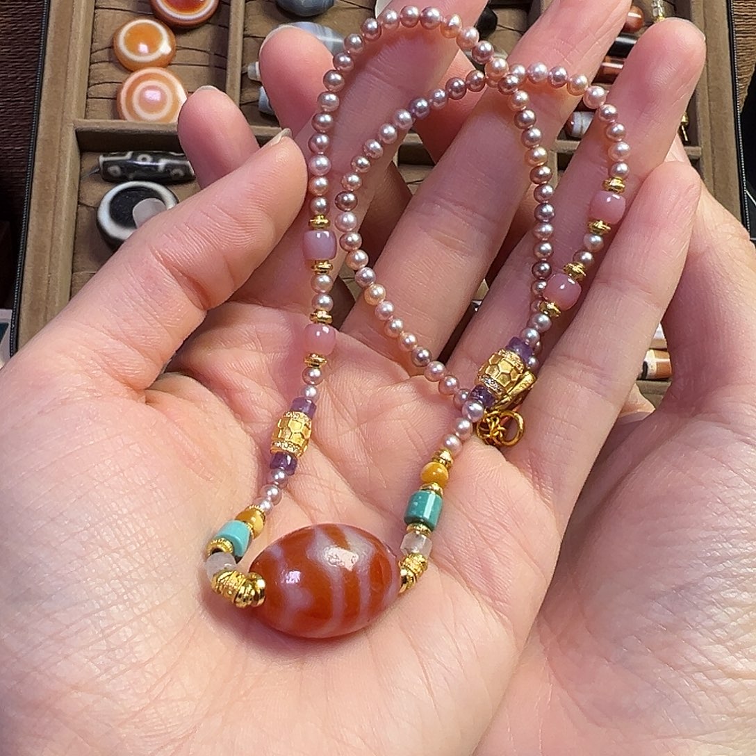 石英石纯铜锁骨链