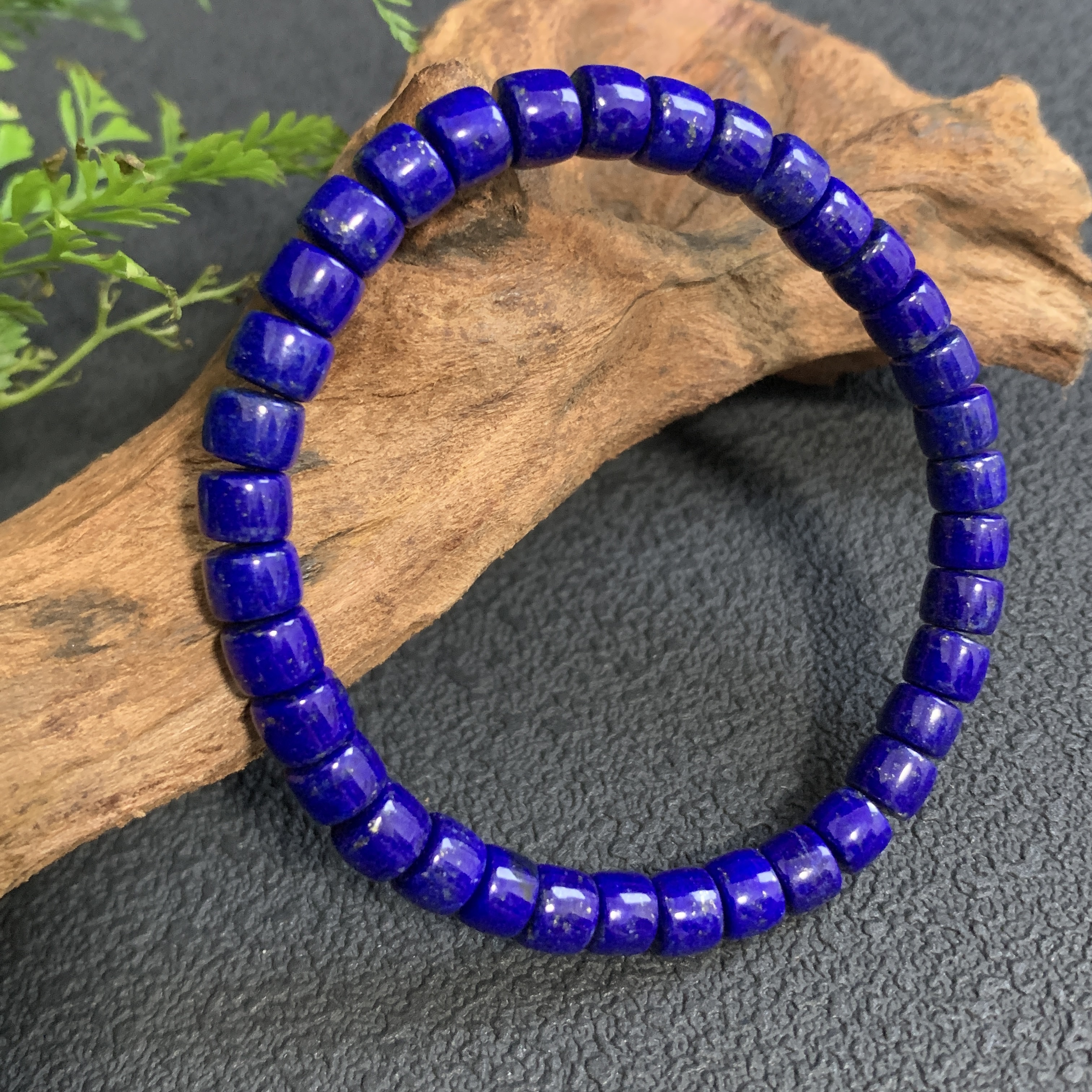 【金钰尚品】天然青金石精工直切手串6.1m微金微白克莱因蓝高瓷蓝