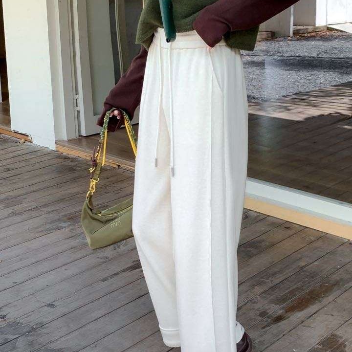 冬季加厚桑蚕丝弯刀裤高腰显瘦休闲百搭