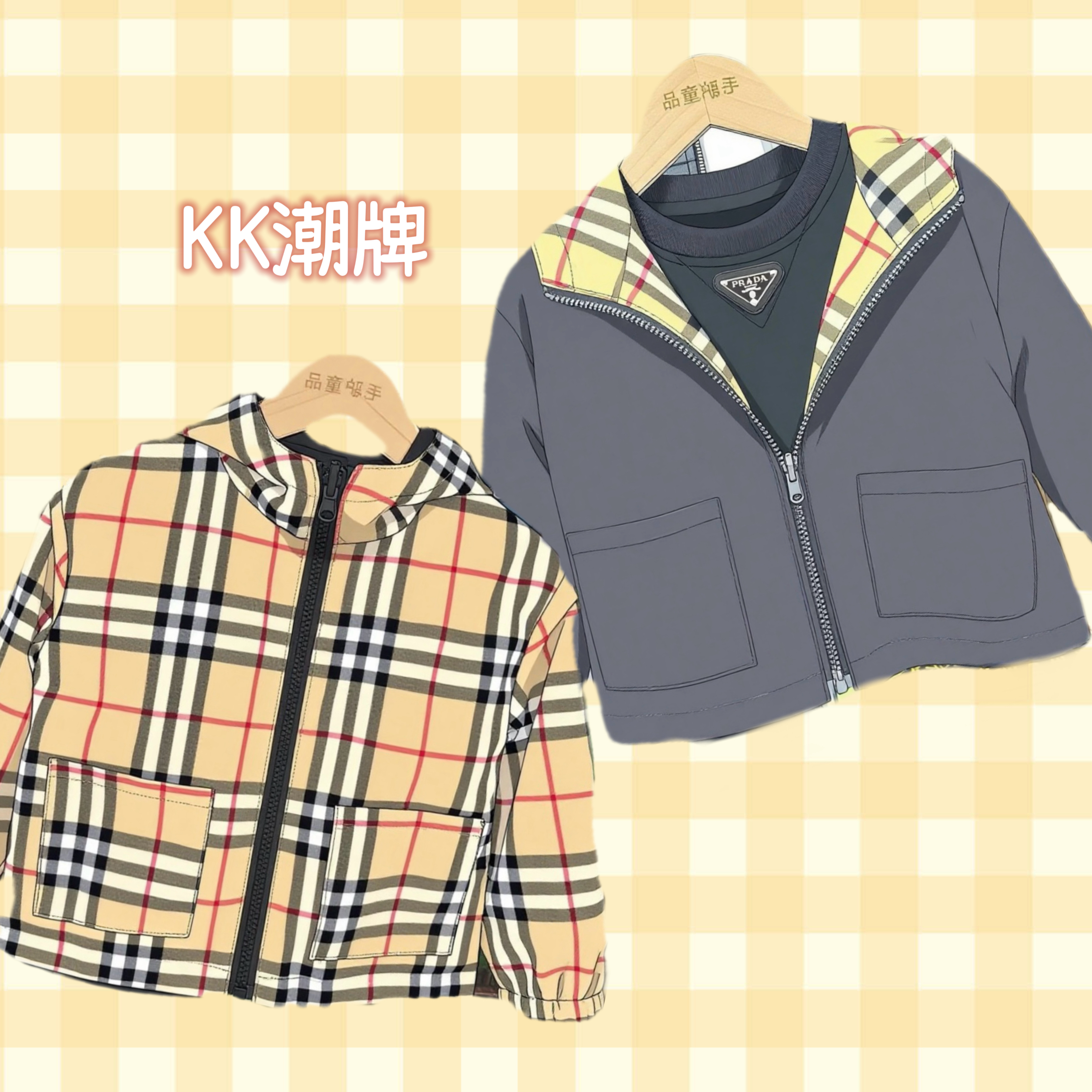 2025年新款格子外套学院风春秋夹克儿童耐磨