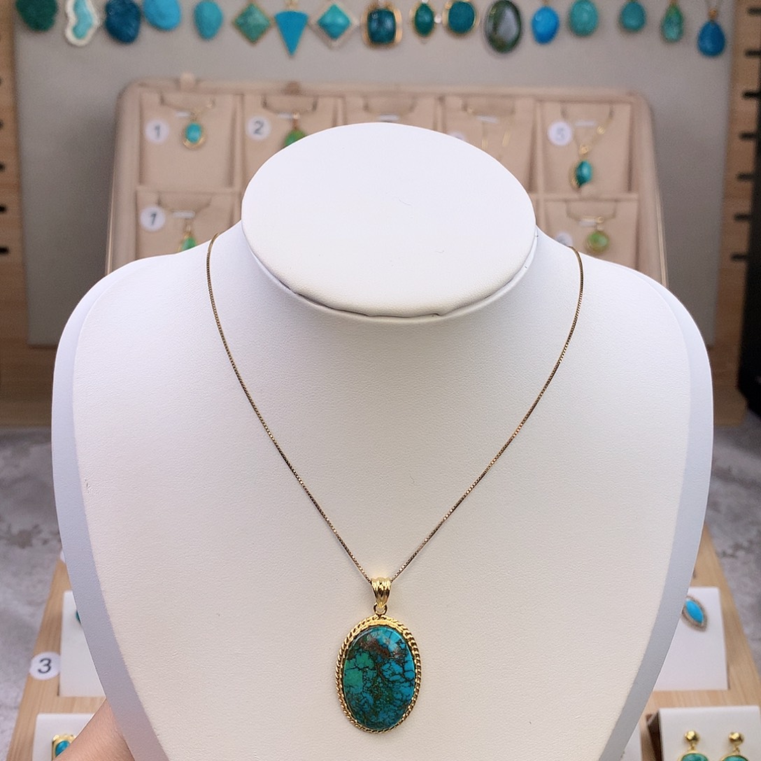 绿松石银S925镶嵌颈饰