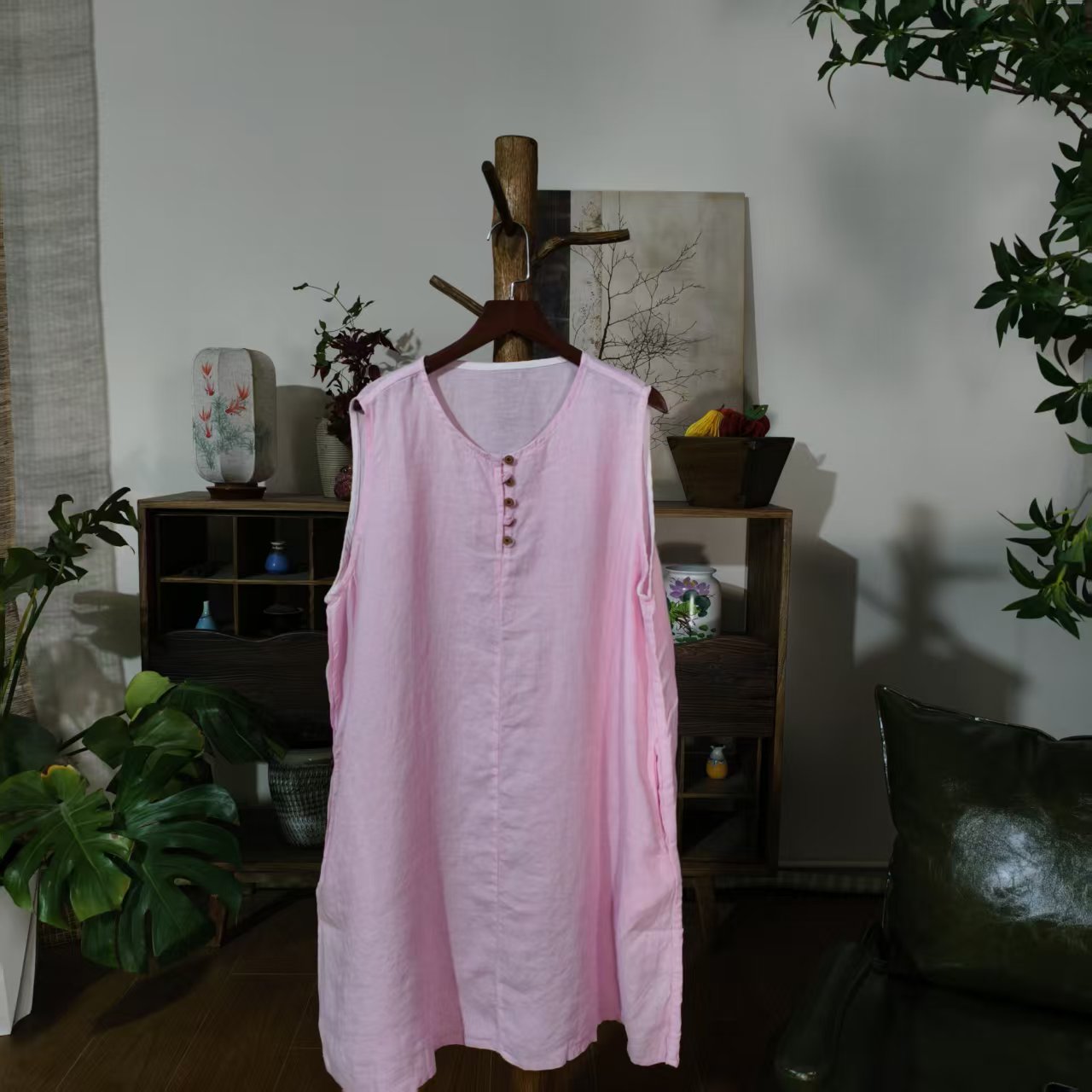 【大梅子推荐】设计款亚麻背心裙 X5899