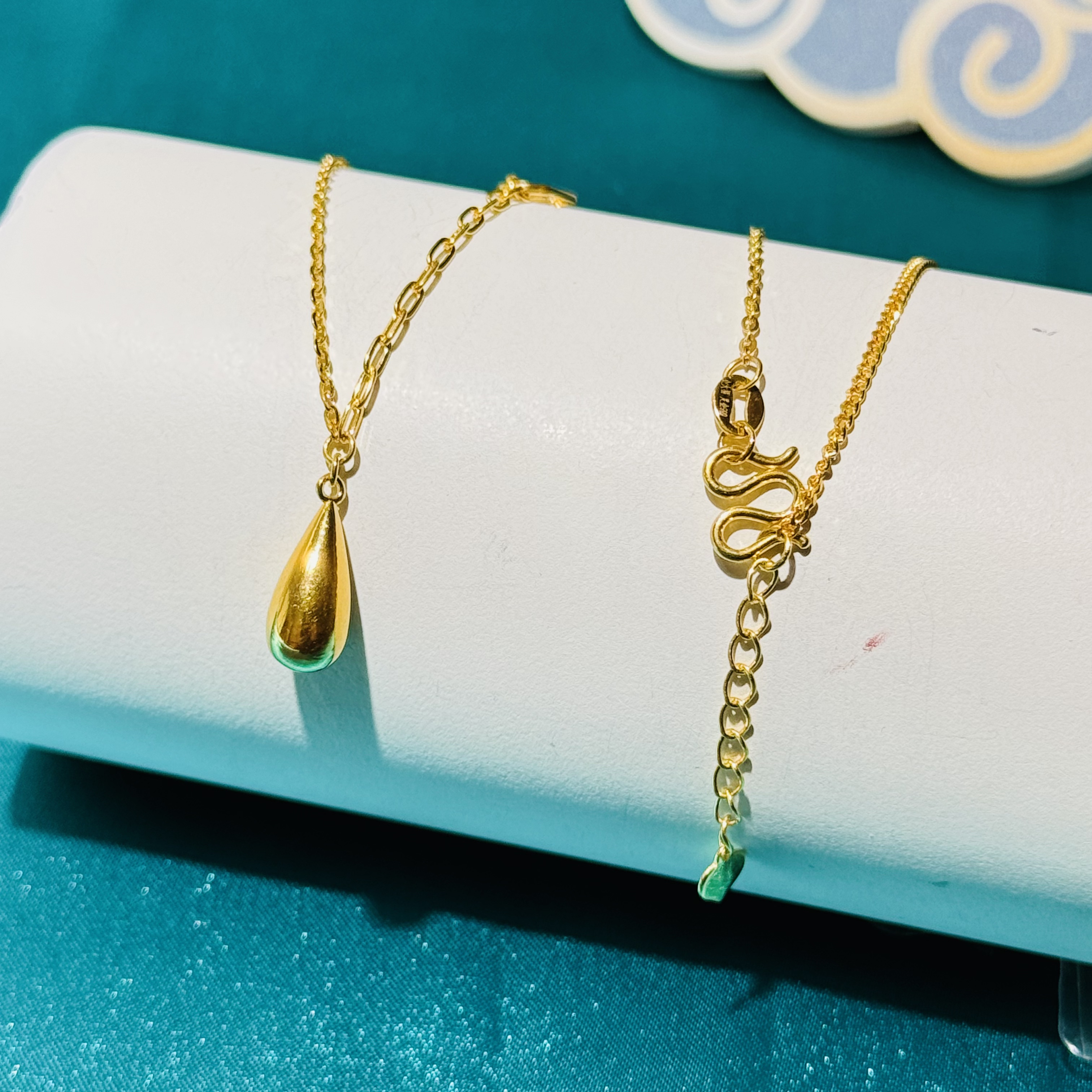 黄金足金999猪鼻时尚水滴项链
