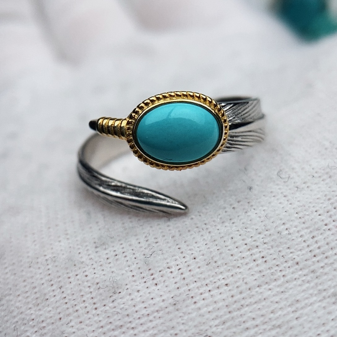 绿松石戒指银S925镶嵌