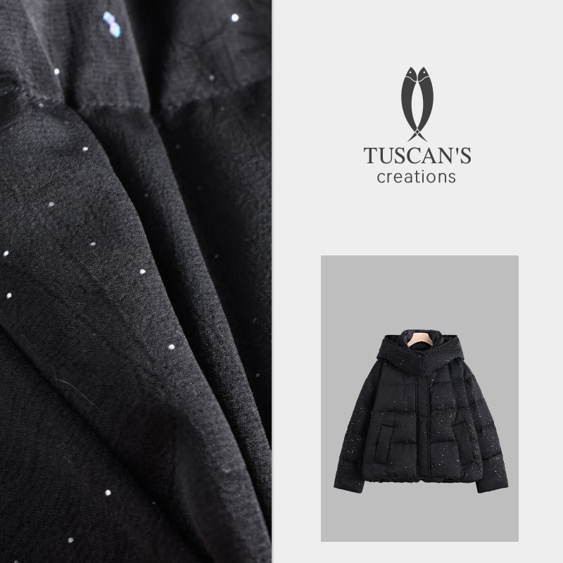 TUSCAN'S CREATIONS时尚保暖连帽羽绒服女士百搭短款羽绒服时代