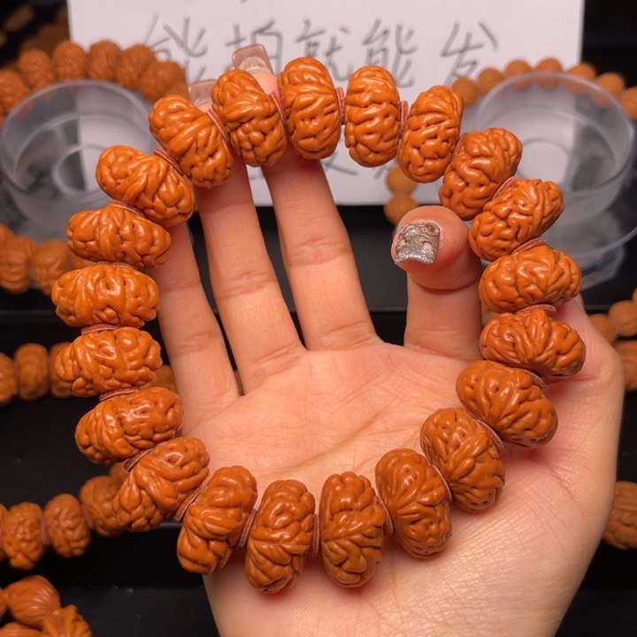 桃核手串22尺寸祥龙手串（17号链接）