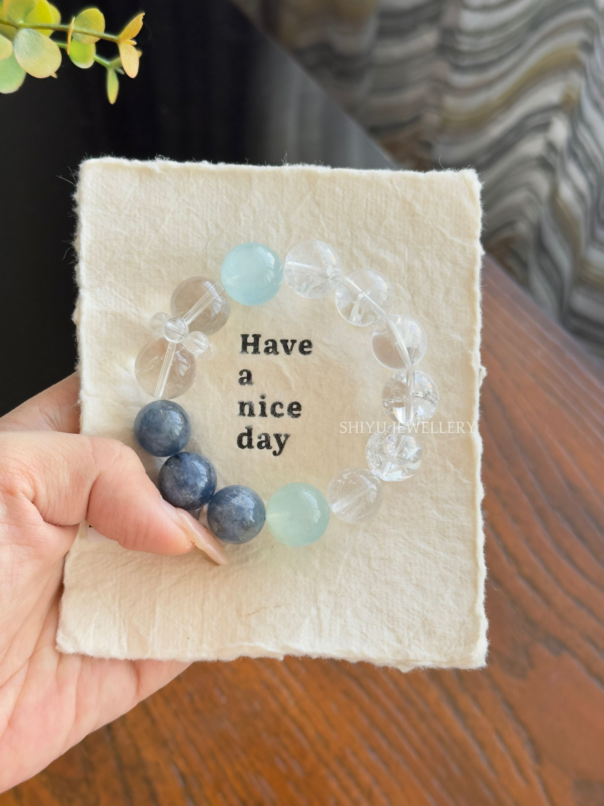 【晨露】天然海蓝宝设计款水晶手串 拍2单！拍2单！