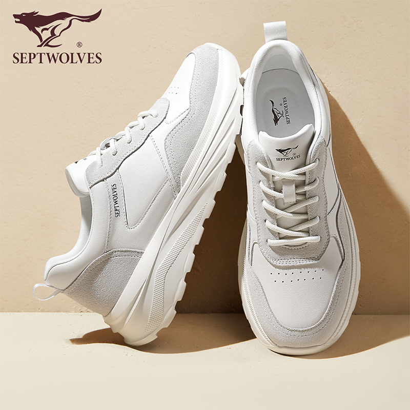 七匹狼男士鞋子2025秋季新款运动休闲鞋纯黑男鞋品牌正品厚底潮鞋