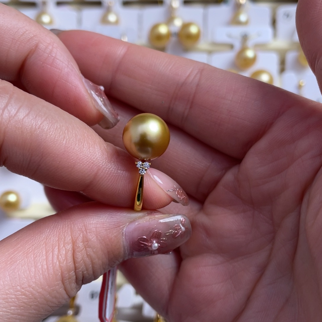 海水珍珠戒圈18K金镶嵌