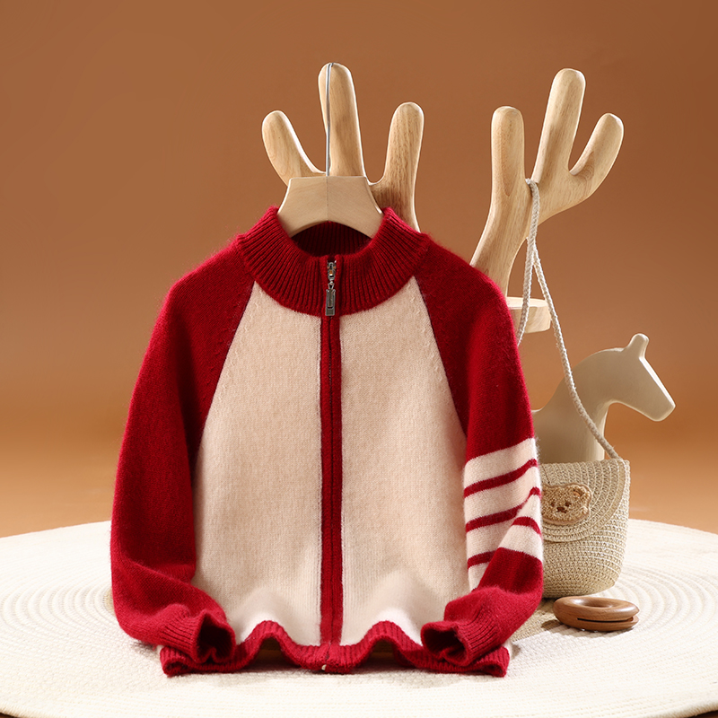 100%儿童羊毛新款针织开衫韩版外套毛衣休闲百搭时尚百搭羊毛开衫