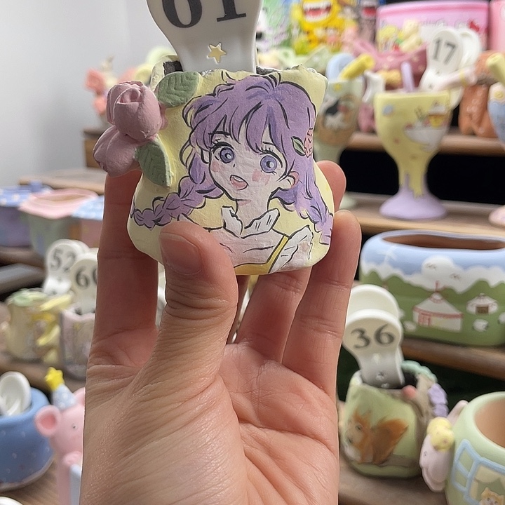 61…..手工手绘花盆