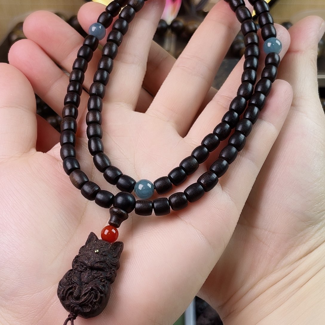 沉香手串王*越南芽庄老白棋玉化老料0.6