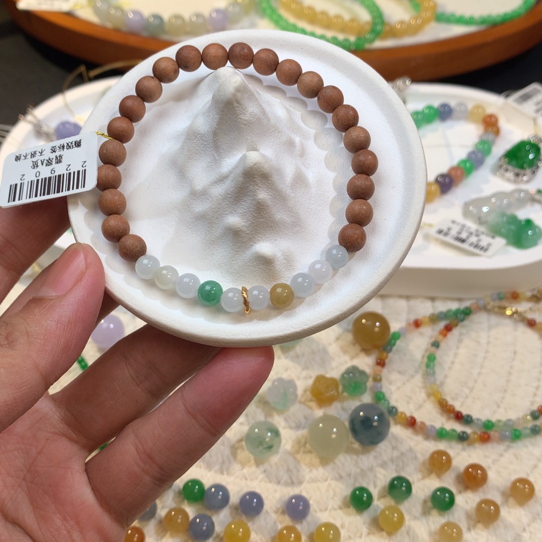 散珠翡翠圆珠木珠DIY