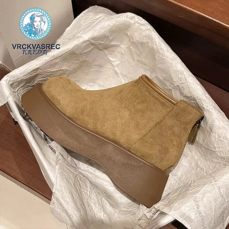 VRCKVASREC/瓦克瓦萨奇二棉2025简约纯色圆头雪地靴百搭博肯鞋女
