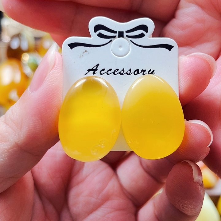 琥珀未镶嵌戒指耳钉