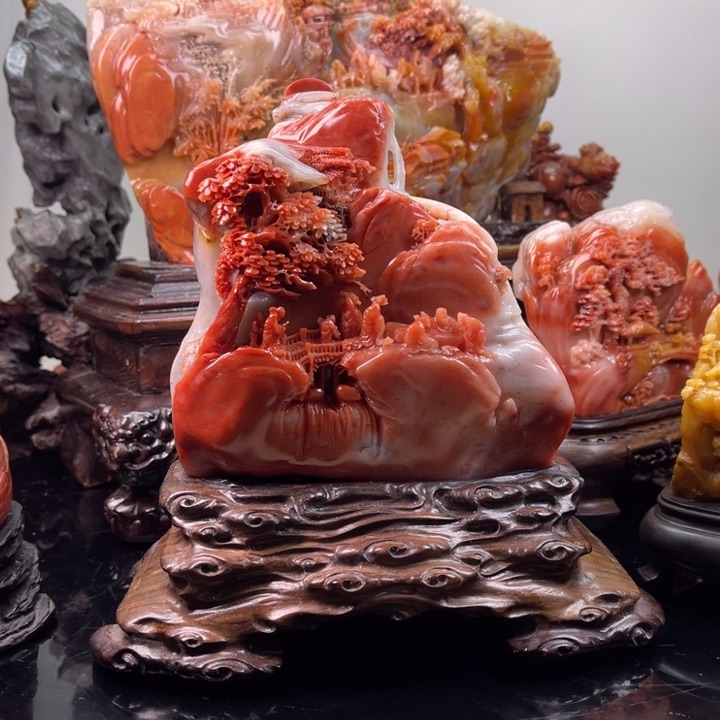 寿山石齐聚兰山摆件