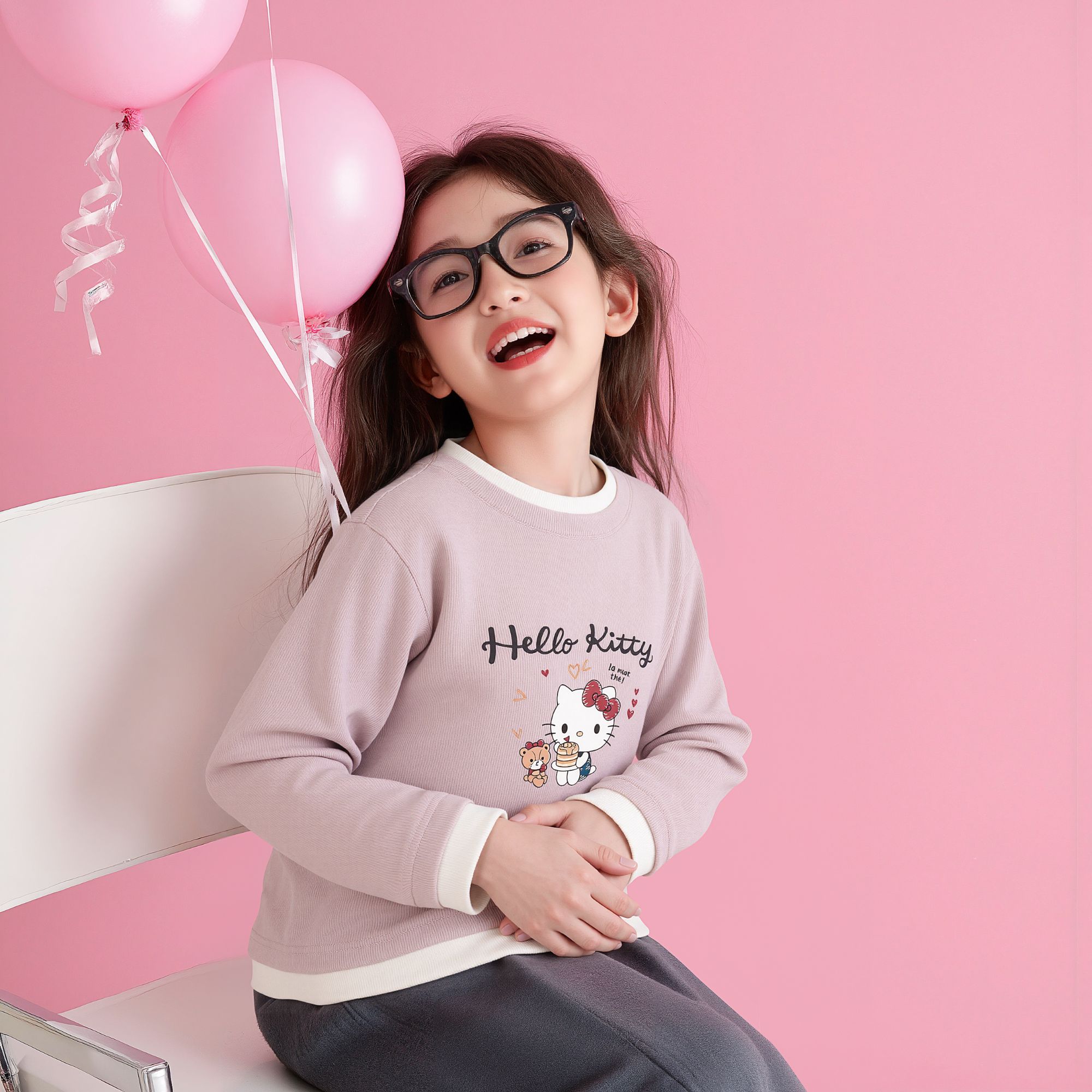 HelloKitty秋季新款女童长袖T恤中大童可爱打底衫AC5321MK482 KT