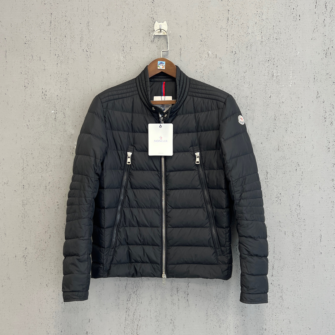 99新 MONCLER moncler蒙口黑色大拉链刺绣标羽绒服3码