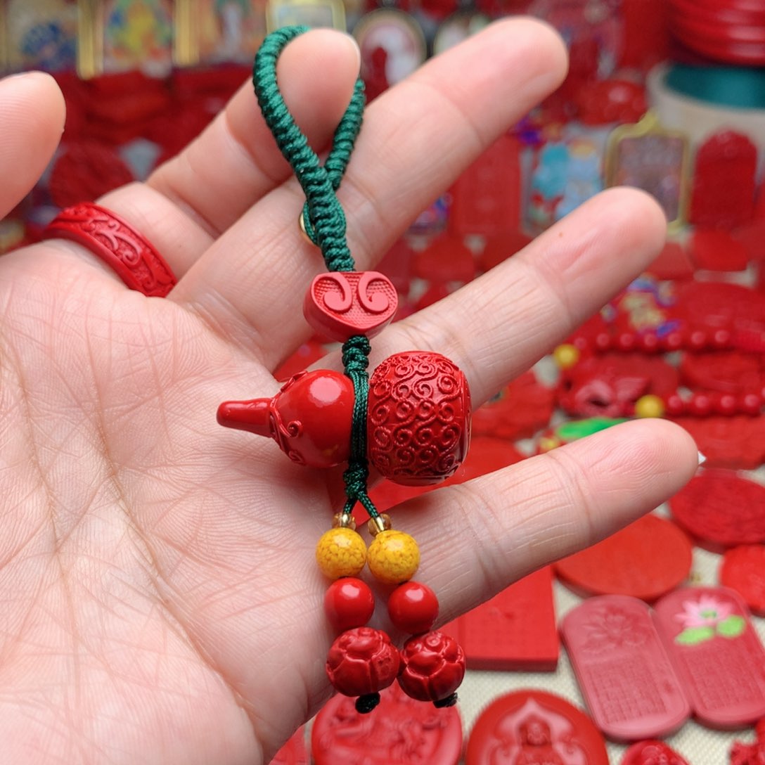 天然辰砂工艺品朱砂钥匙扣