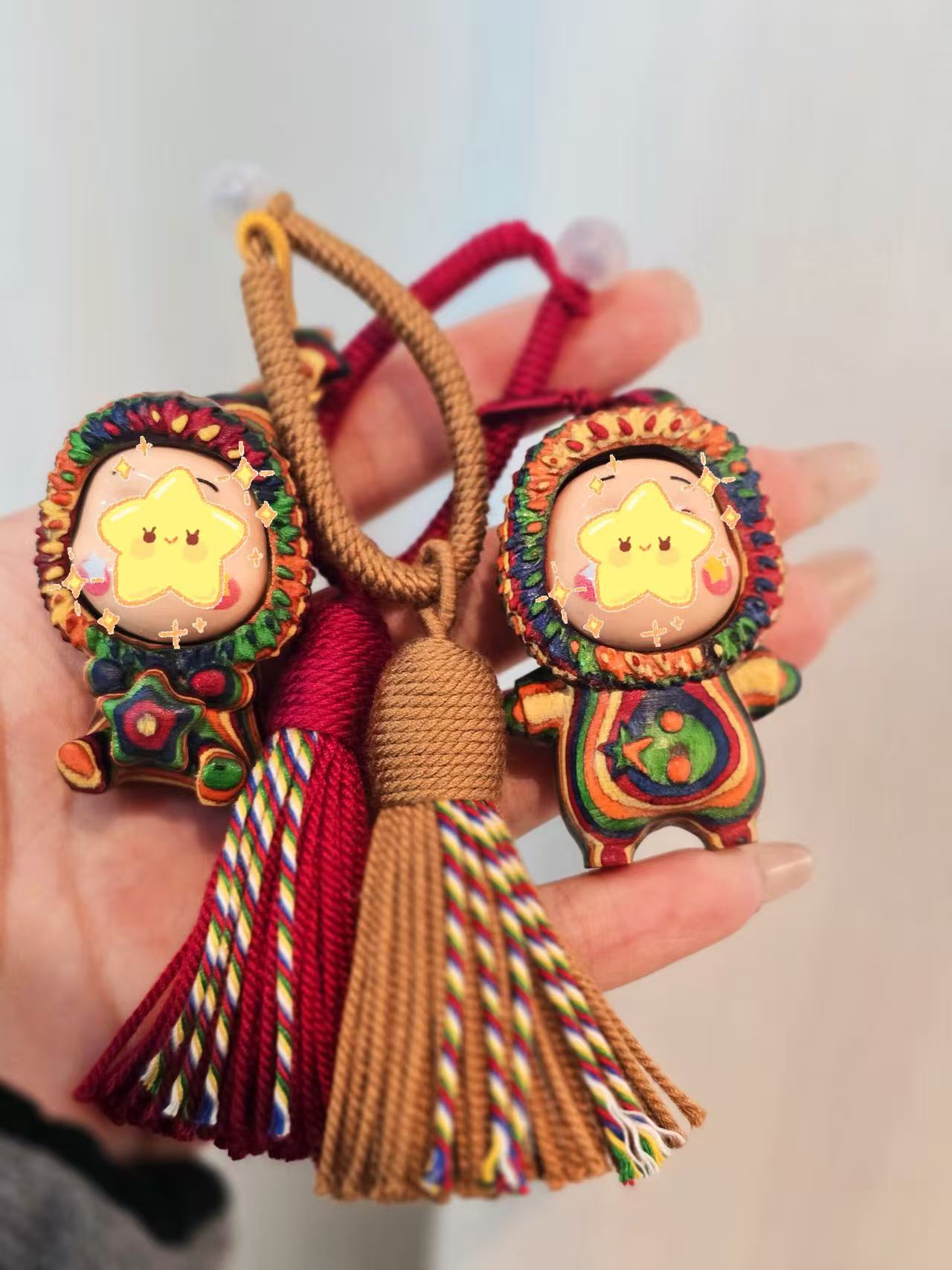 实木彩虹木星星宝宝圣诞款玩偶挂件包挂钥匙挂可爱