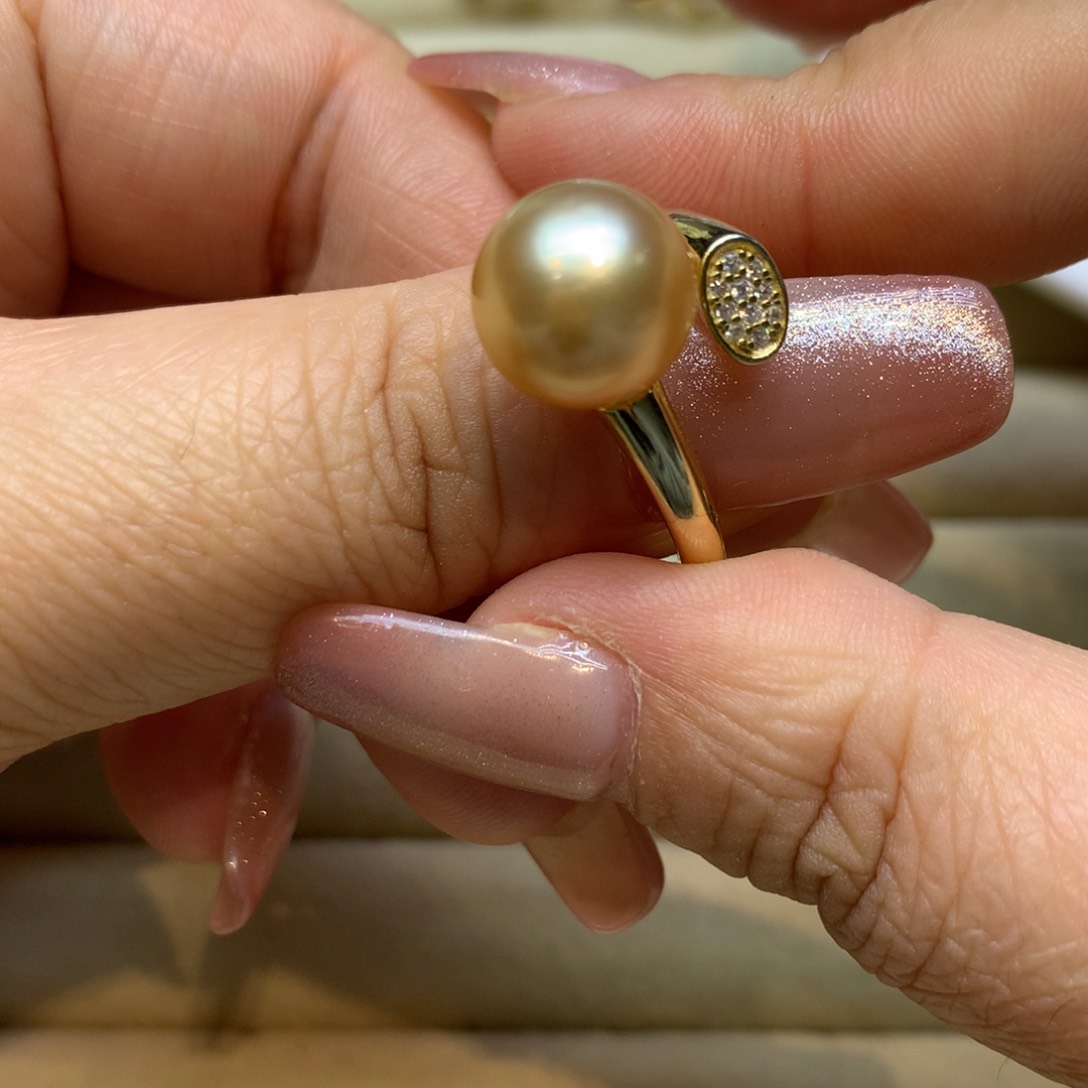 银S925镶嵌戒指海水珍珠