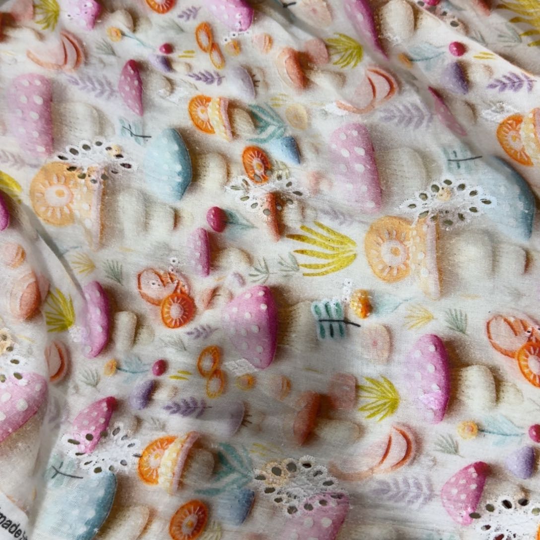 棉纯棉镂空绣花双层纱1米价X1.45米宽D福利