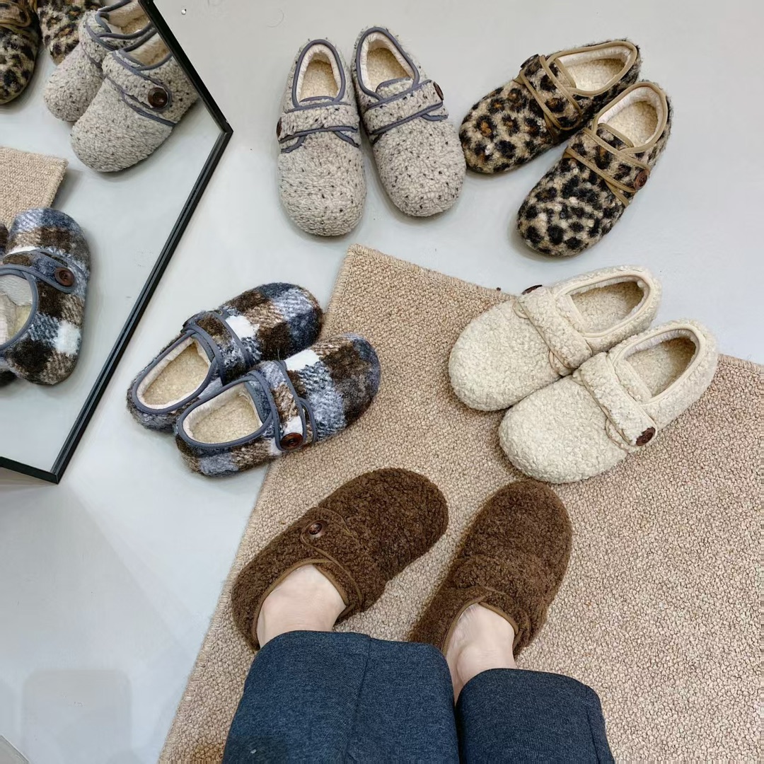 蓉姐专属~~潮流风极简风雪地靴秋冬格子棉鞋休闲风6670-9