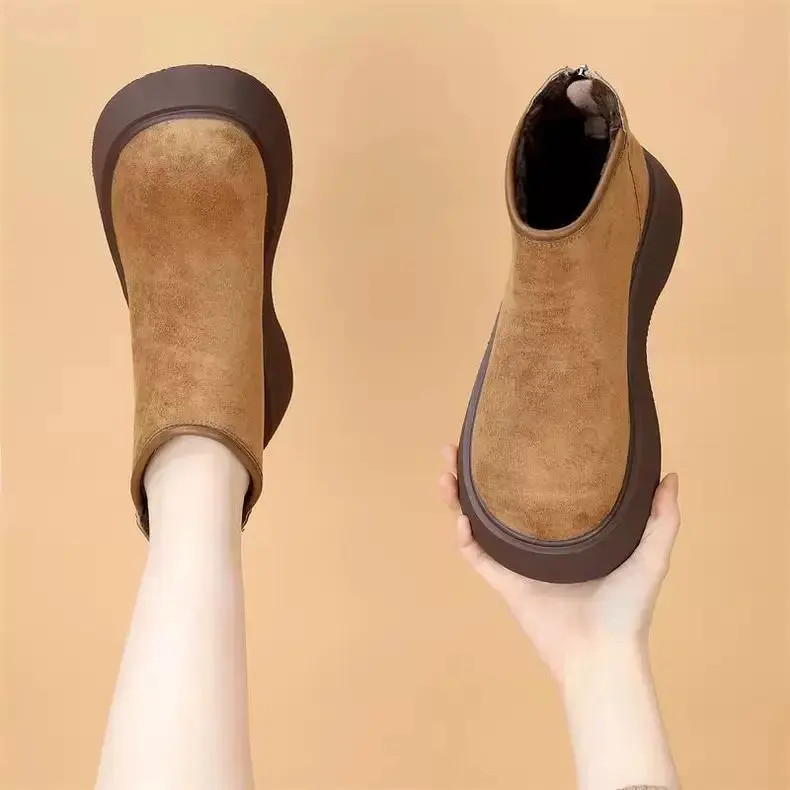 厚底勃肯短靴女款2025秋冬复古气质加绒英伦风马丁靴4825