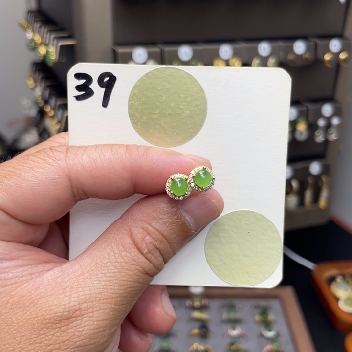 和田玉银S925镶嵌耳饰和田玉39