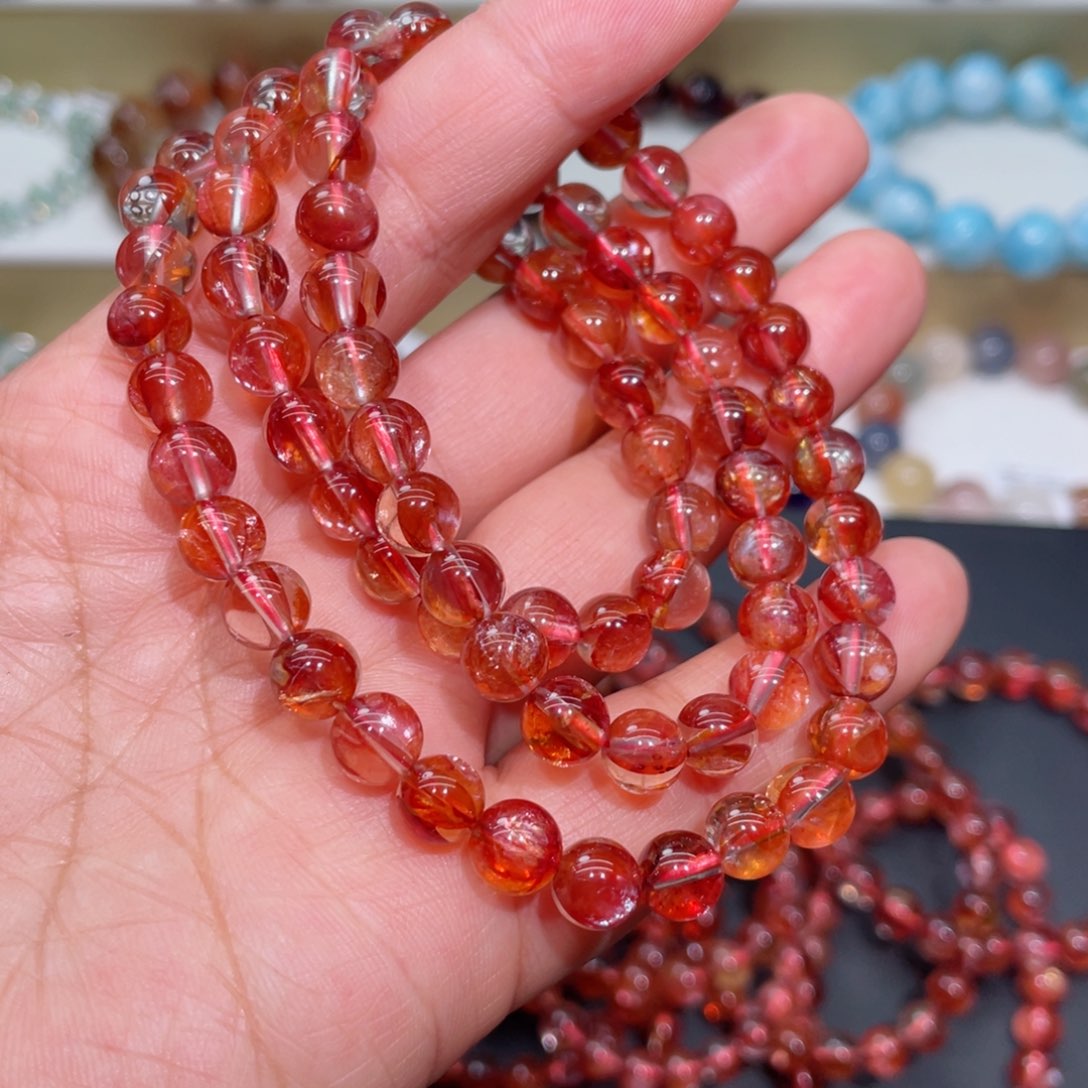 水晶手链未镶嵌浇花手链，晶体通透