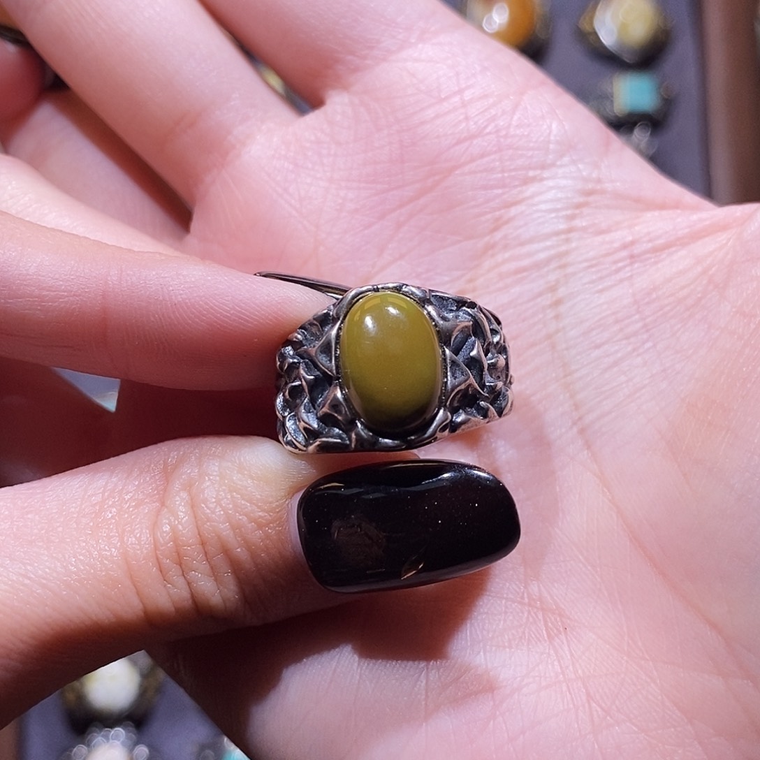 绿松石戒指银S925镶嵌脸****大戒指