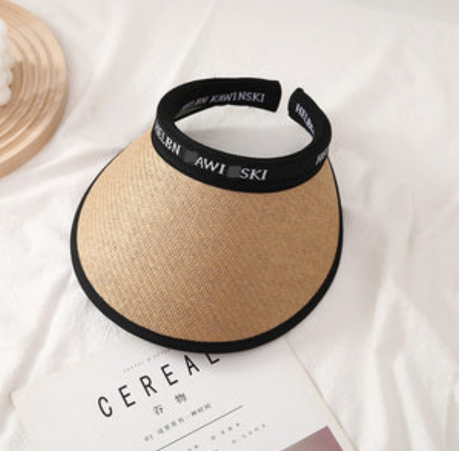 1个装】2025新款防晒帽子女夏季大帽檐遮脸草编沙滩黑胶空顶太阳帽