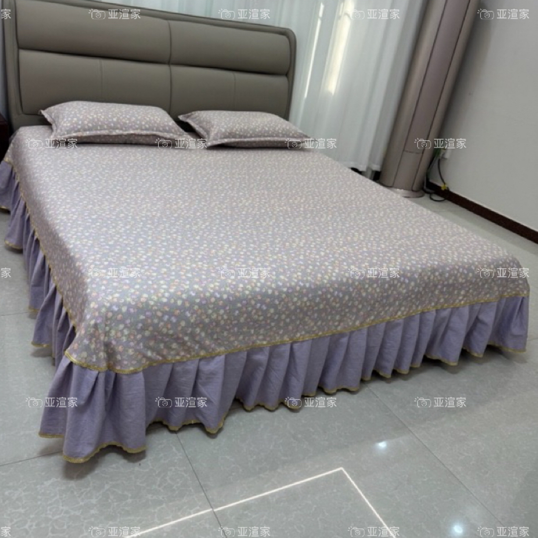 【亚渲家】香芋紫大床裙床单单床加密加厚不掉色防尘不缩水、不跑床