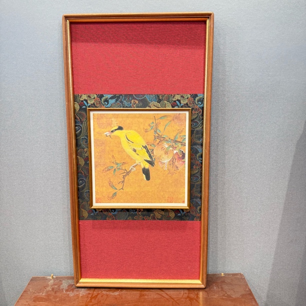 缠枝双锦限定—45x90乌檀木框中框/画心33x33