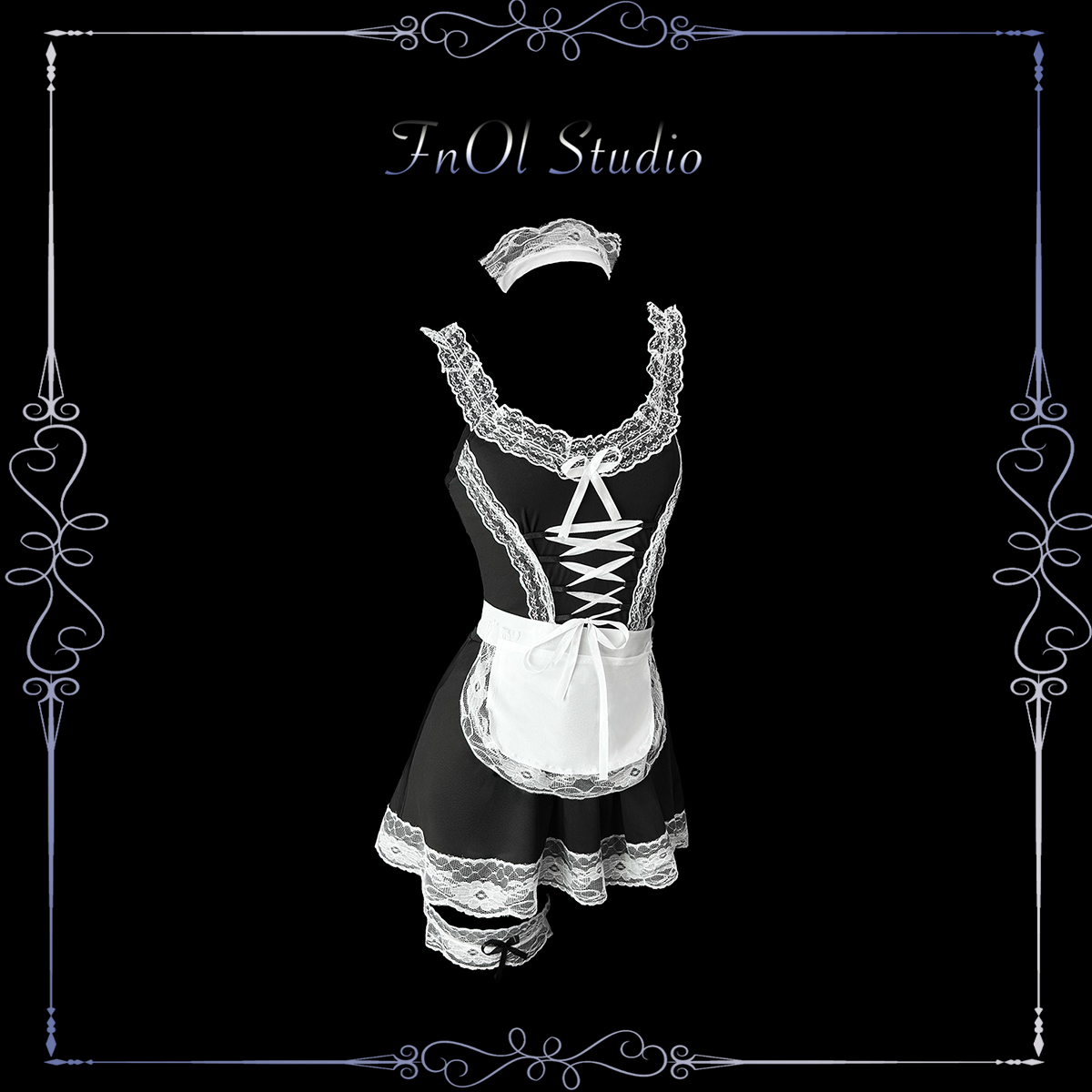 「FnOl Studio」Puppy日记 禁欲系男仆装睡裙大码绑带蕾丝情侣战袍 