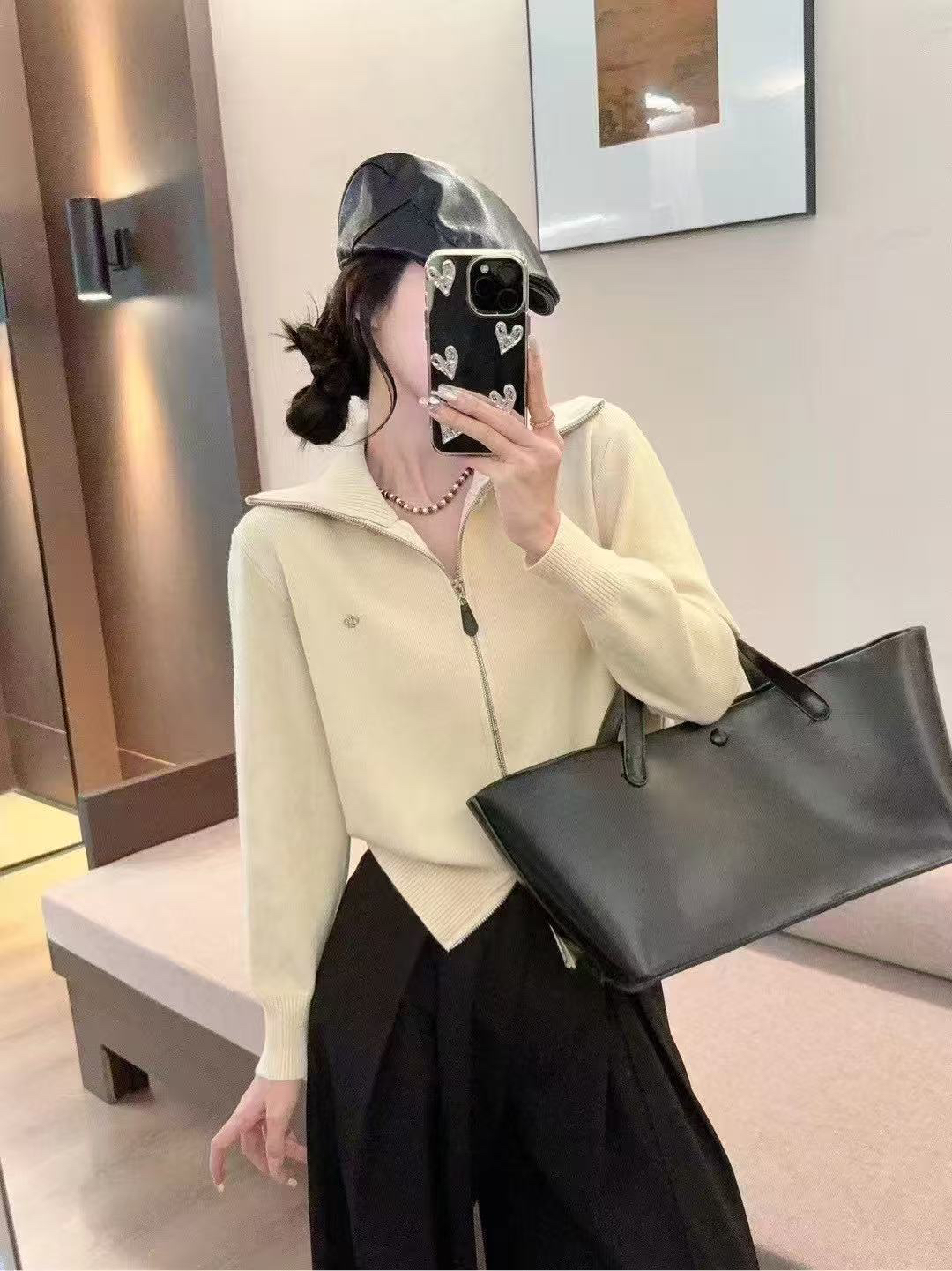 翻领厚款拉链款女毛针织衫时尚上衣