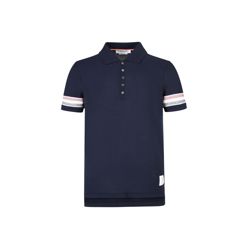 THOMBROWNE汤姆.布朗 男士经典条纹棉质休闲翻领短袖POLO衫