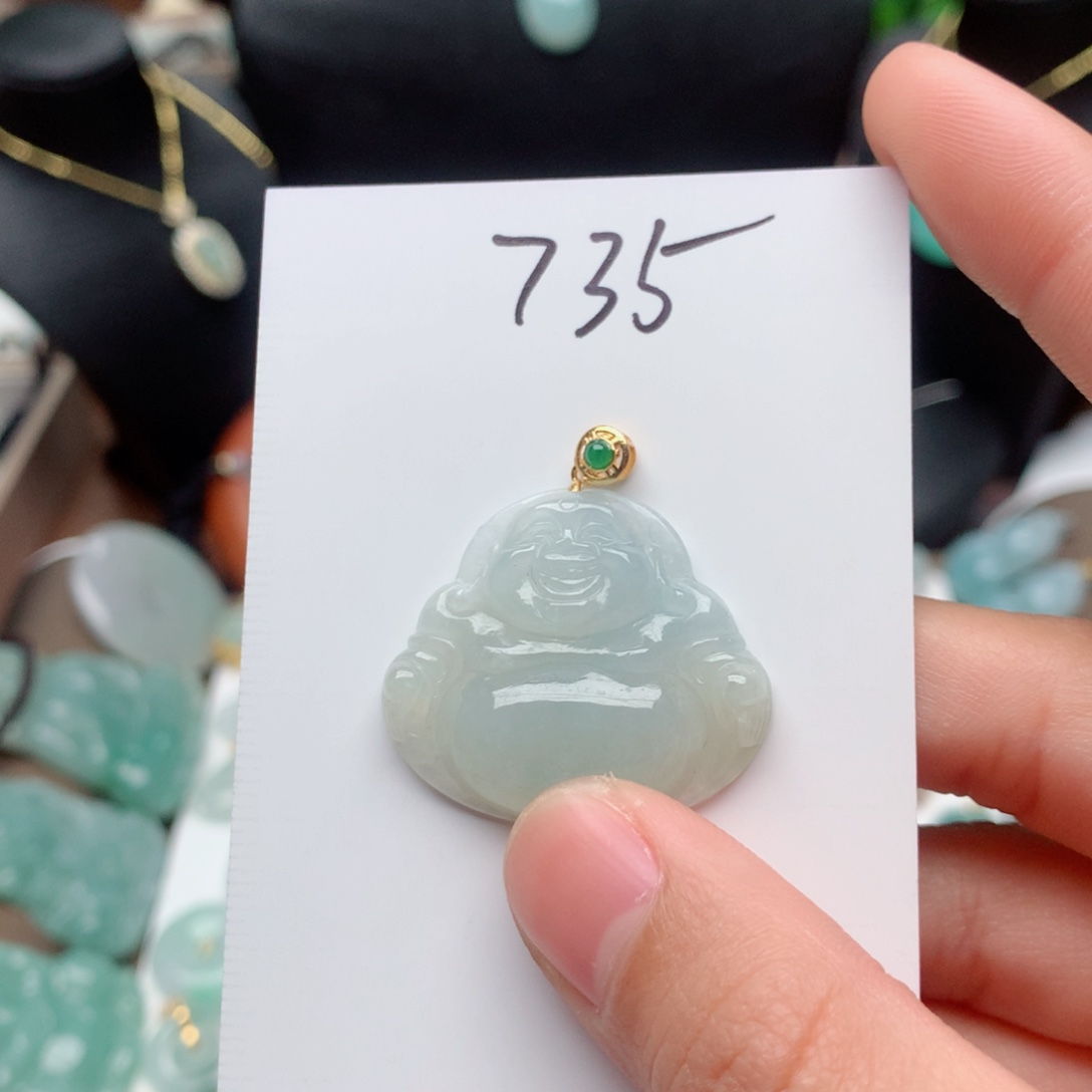 翡翠颈饰银S925镀金镶嵌吊坠