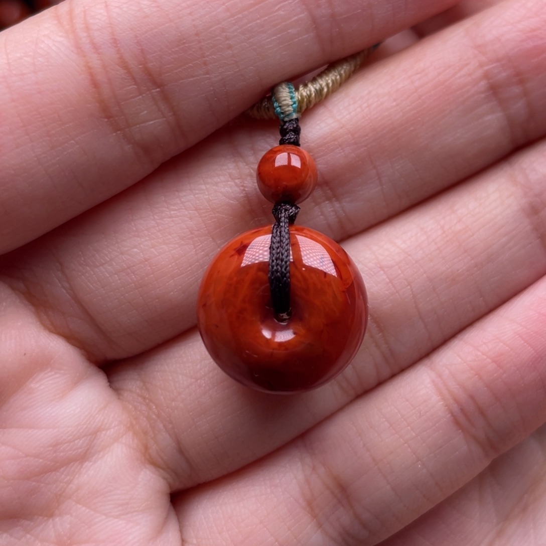 南红玛瑙未镶嵌珠宝奇石平安扣吊坠