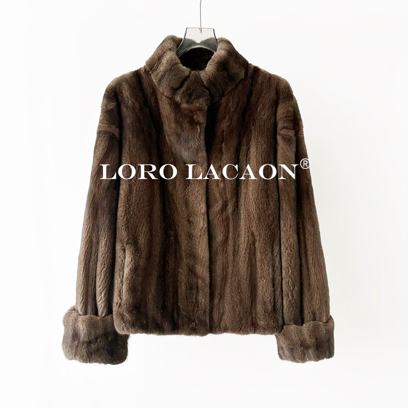 以赛亚 不凡之作 天鹅绒短二整皮小母貂高领廓形皮草水貂外套2502